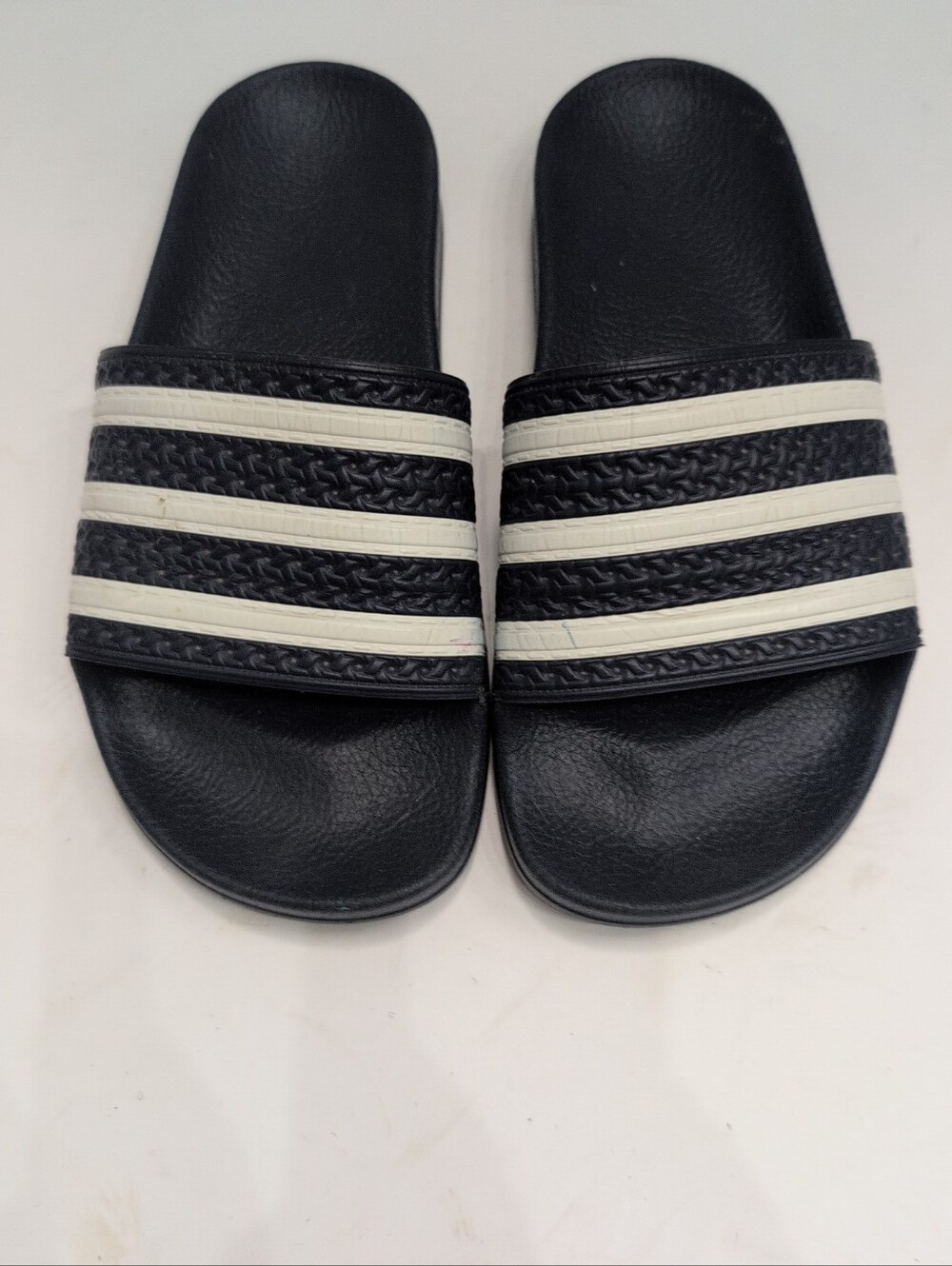 Adidas Youth 4 Adilette Navy Blue & White Kid's Slides Sandals Boy's/ Girl's
